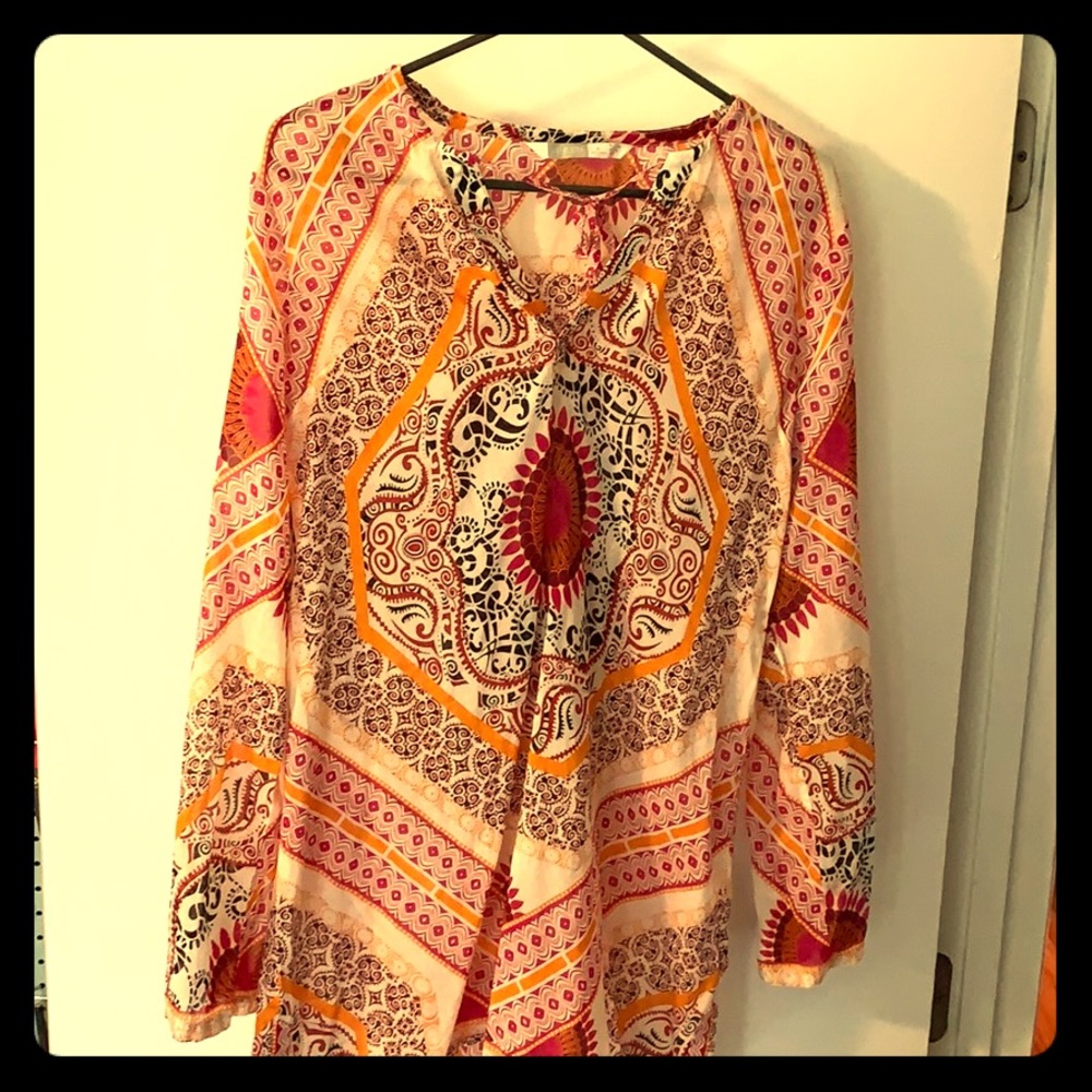 Athleta mandala print semi-sheer coverup tunic